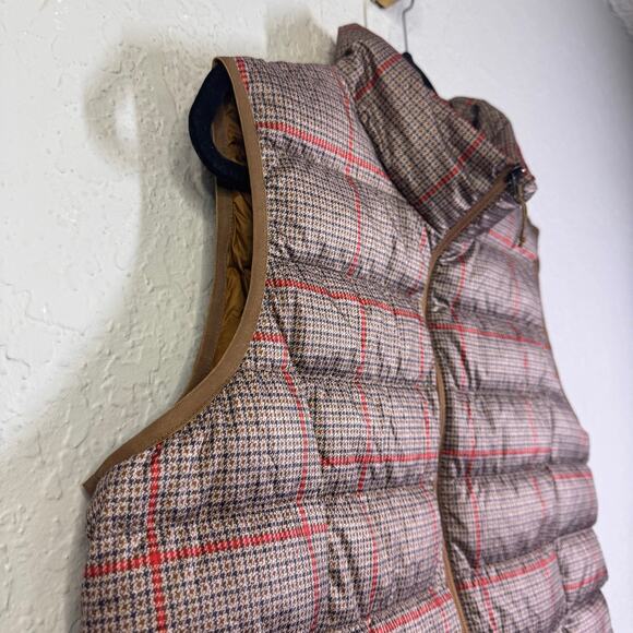 EDDIE BAUER Vest Jacket XL Goose Down Plaid Full Zip Mock Collar Quilted Puffer - Picture 8 of 14